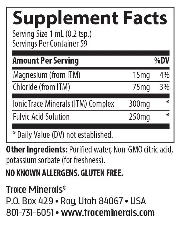 Trace Minerals Liquid Ionic Fulvic Acid 250 mg (59 ml)