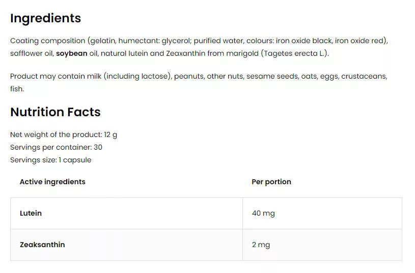 OstroVit Lutein FORTE (30 Softgels)