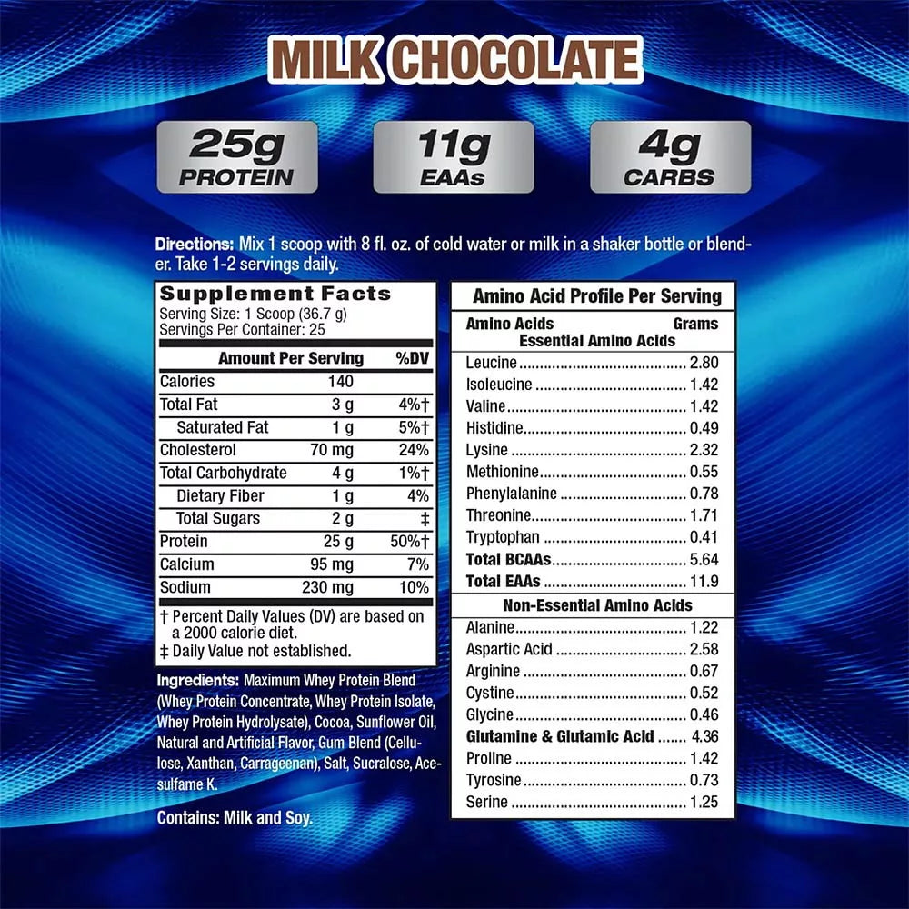 MHP Maximum Whey - 100% Whey Protein (918 g, Milk Chocolate)