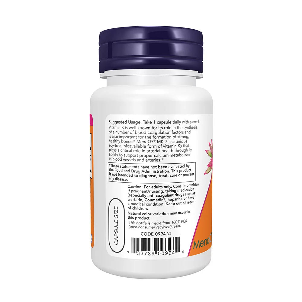 Now Foods MK-7 Vitamin K-2 300 mcg (60 Veg Capsules)