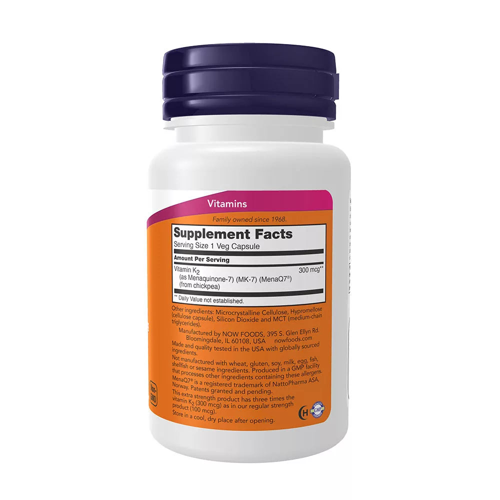Now Foods MK-7 Vitamin K-2 300 mcg (60 Veg Capsules)