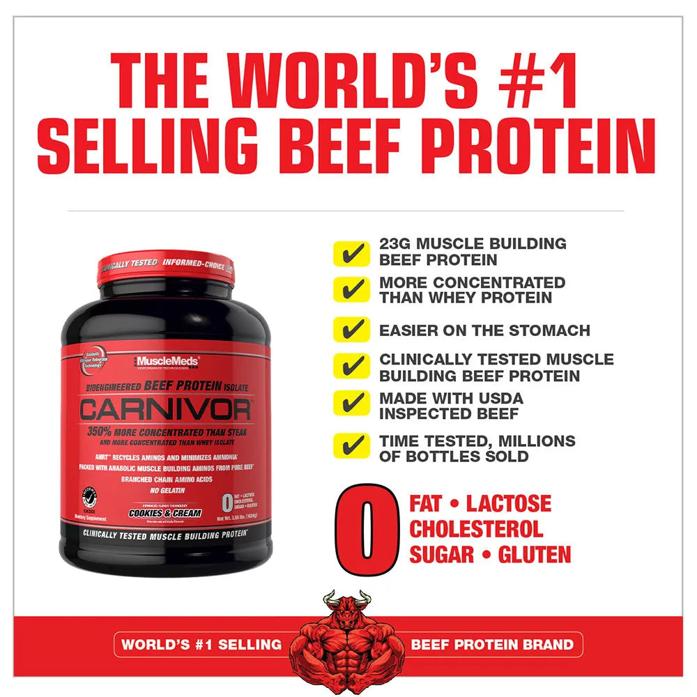 MuscleMeds Carnivor™ 100% Beef Protein (1624 g, Cookies & Cream)