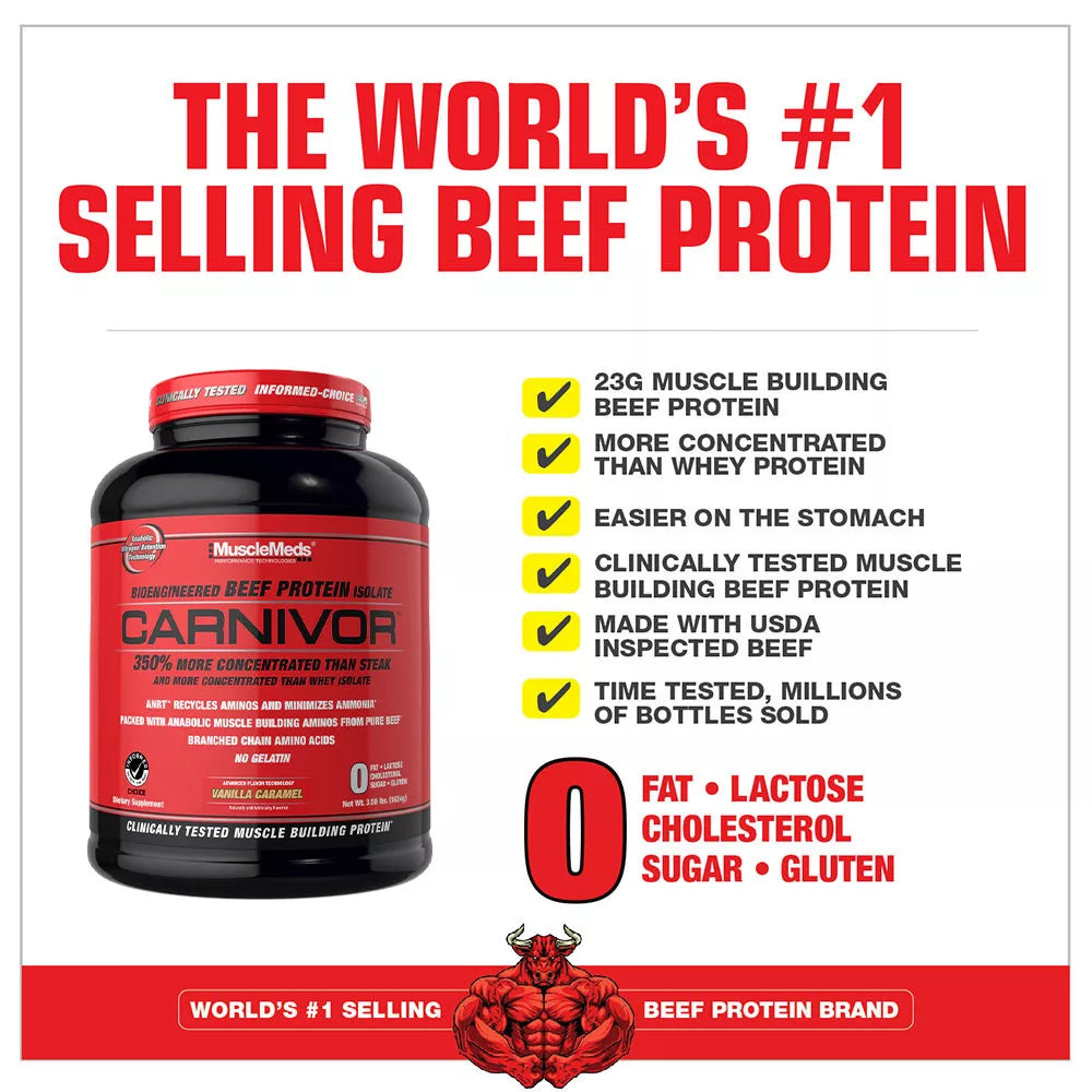 MuscleMeds Carnivor™ 100% Beef Protein (1624 g, Vanilla Caramel)