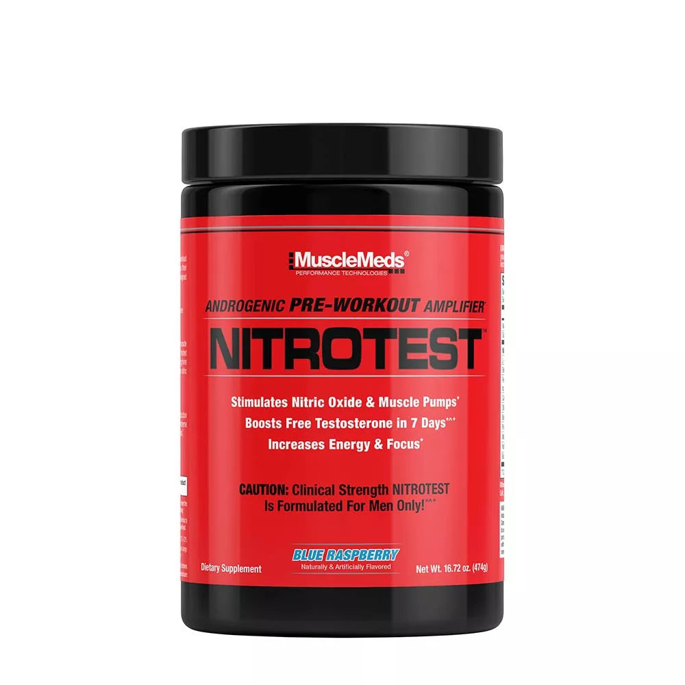 MuscleMeds Nitrotest - 2 in 1 Pre-Workout + Test Booster (474 g, Blue Raspberry)