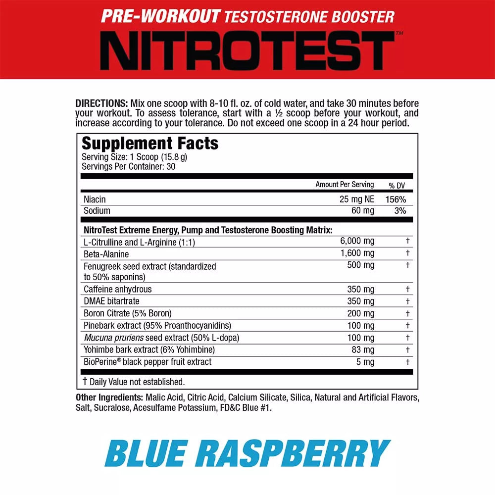 MuscleMeds Nitrotest - 2 in 1 Pre-Workout + Test Booster (474 g, Rocket Pop)