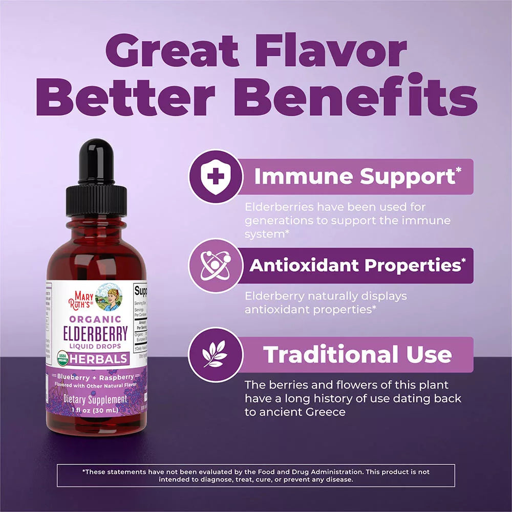 MaryRuth's Organic Elderberry Liquid Drops (1 fl. oz., Blueberry Raspberry)