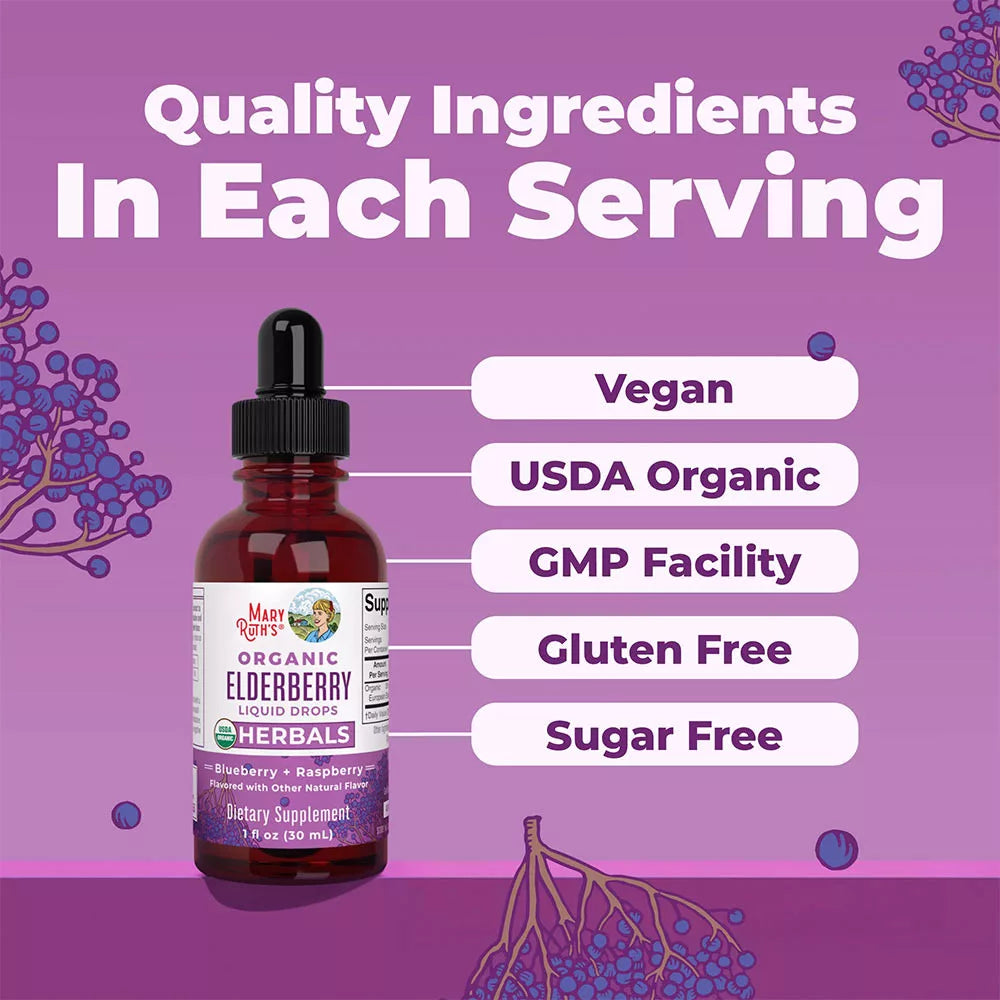 MaryRuth's Organic Elderberry Liquid Drops (1 fl. oz., Blueberry Raspberry)