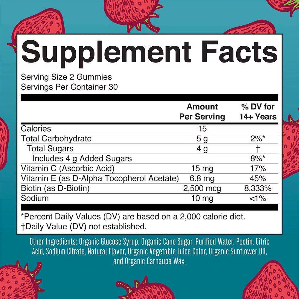 MaryRuth's Organic Hair, Skin, & Nails Gummies (60 Gummies, Strawberry)