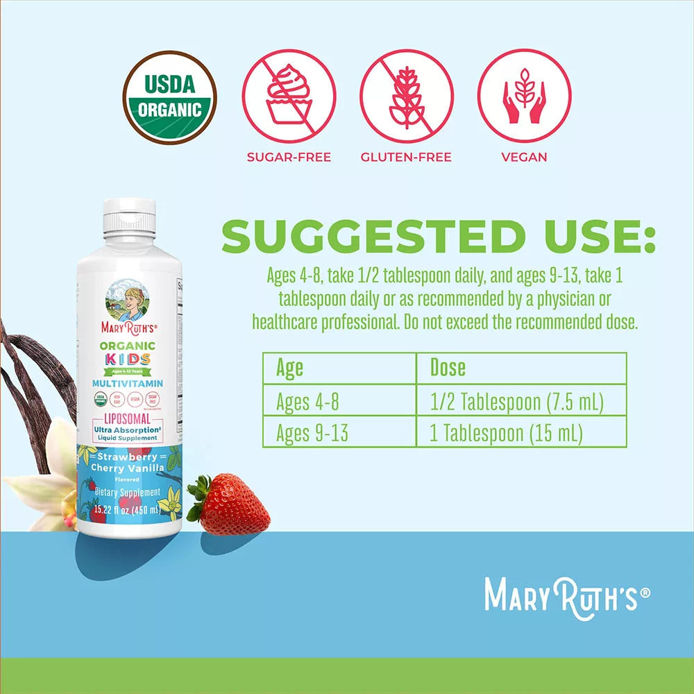 MaryRuth's Organic Kids Multivitamin Liposomal (15.22 fl. oz., Strawberry Cherry Vanilla)
