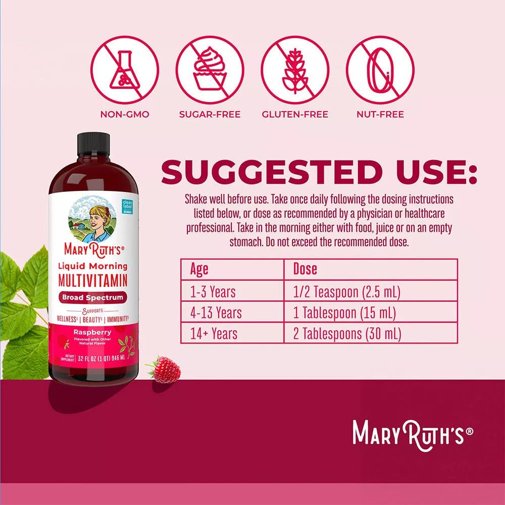 MaryRuth's Liquid Morning Multivitamin (32 fl. oz., Raspberry)