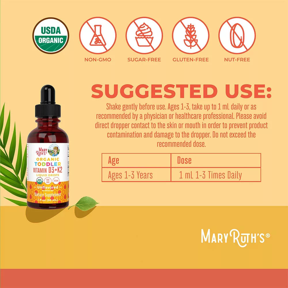 MaryRuth's Toddler Vitamin D3+K2 Liquid Drops (1 fl. oz.)