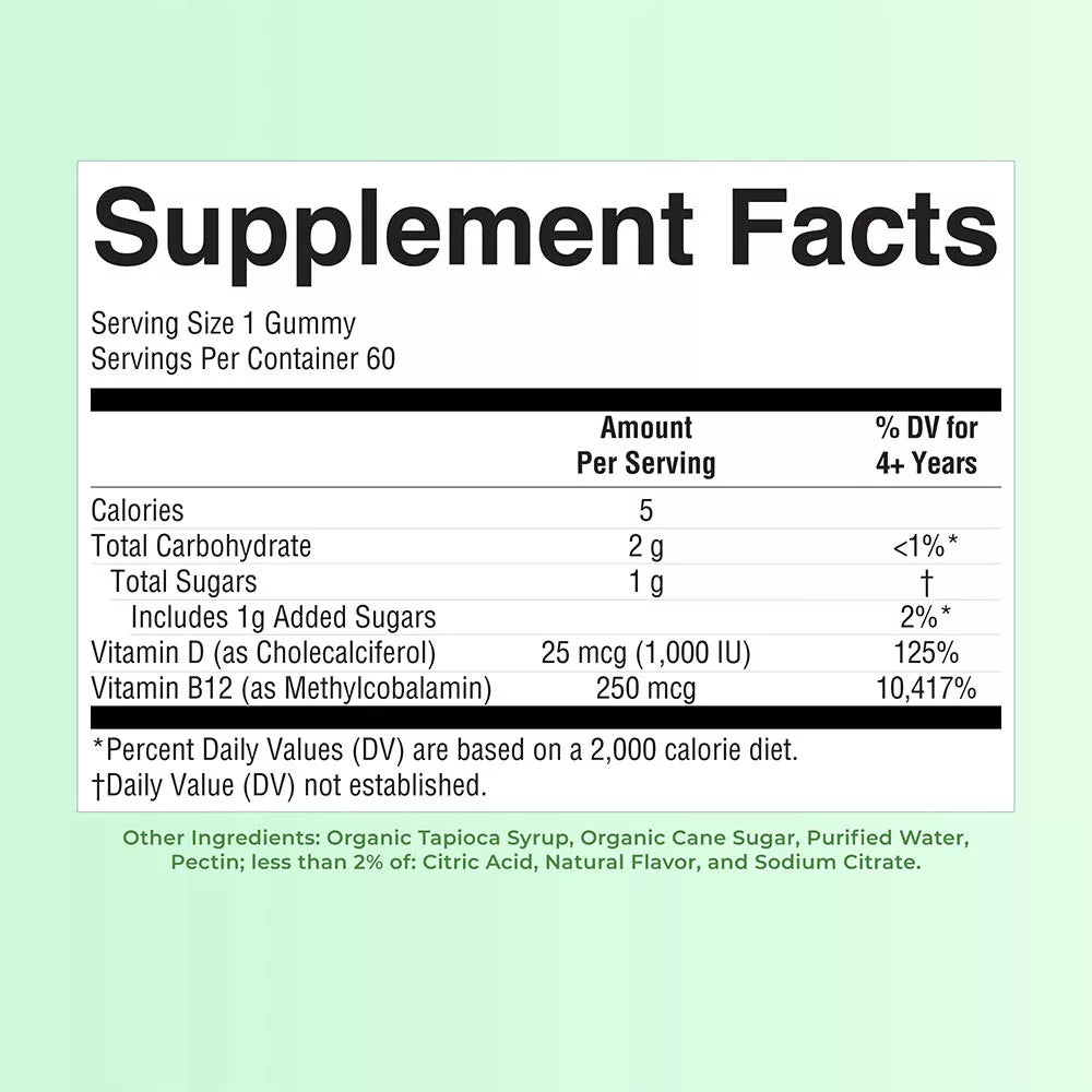MaryRuth's D3 + B12 Gummies (60 Gummies, Strawberry)
