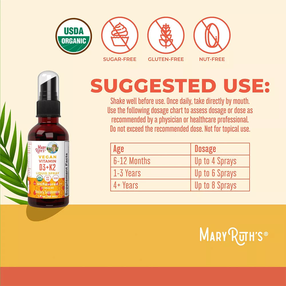 MaryRuth's Organic D3 + K2 Spray (1 fl. oz.)