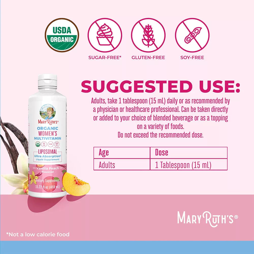 MaryRuth's Women's Organic Multivitamin Liposomal (15.22 fl. oz., Vanilla Peach)