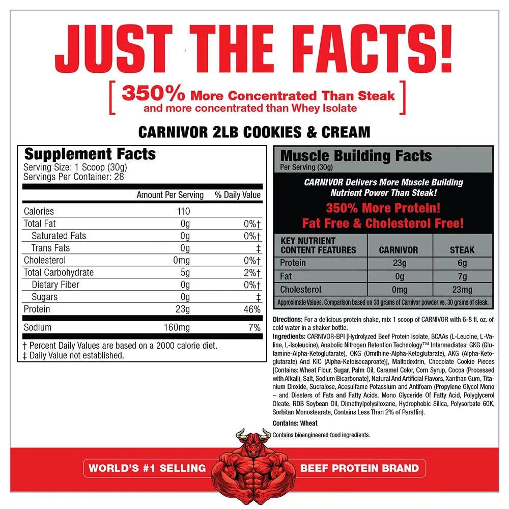 MuscleMeds Carnivor™ 100% Beef Protein (840 g, Cookies & Cream)
