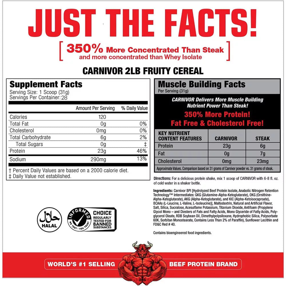 MuscleMeds Carnivor™ 100% Beef Protein (812 g, Fruity Cereal)