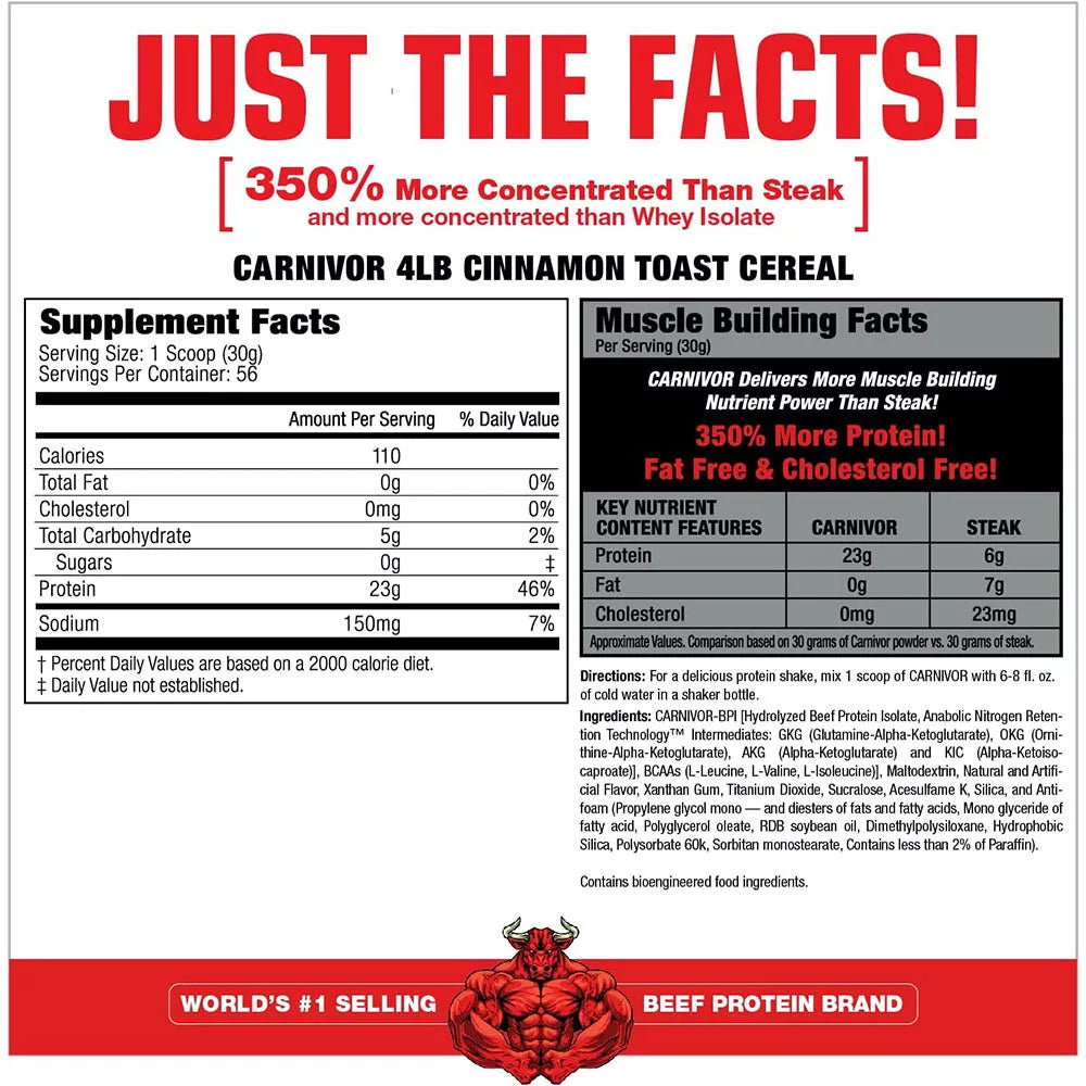 MuscleMeds Carnivor™ 100% Beef Protein (1680 g, Cinnamon Toast Cereal)
