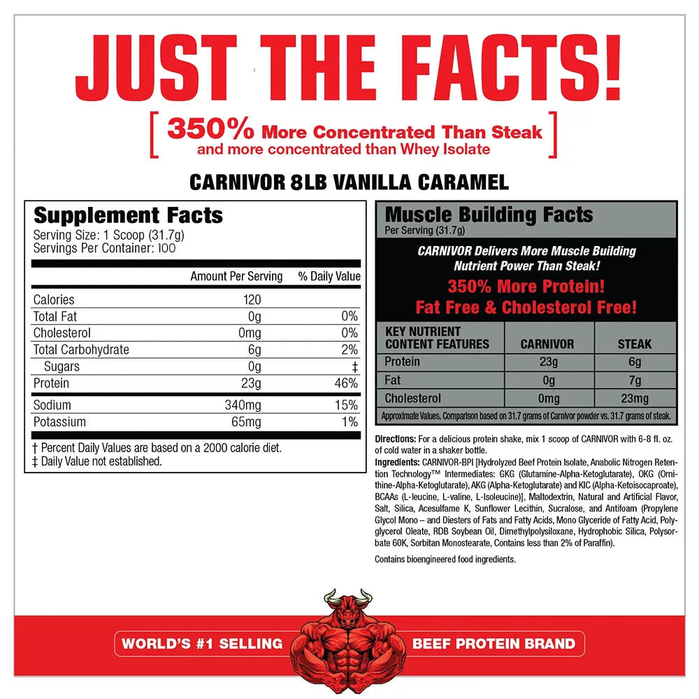 MuscleMeds Carnivor™ 100% Beef Protein (3170 g, Vanilla Caramel)