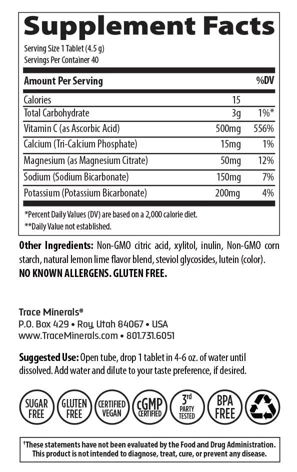 Trace Minerals Max-Hydrate Immunity (10 Effervescent Tablets, Lemon Lime)