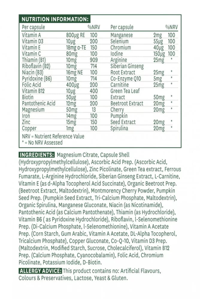 Natures Aid Men's Multi-Vitamins & Minerals (30 Capsules)