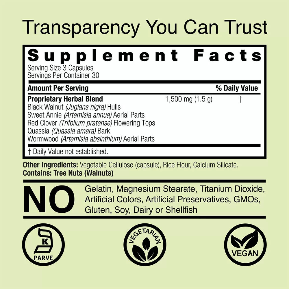 Nature's Answer Black Walnut & Wormwood (90 Veg Capsules)