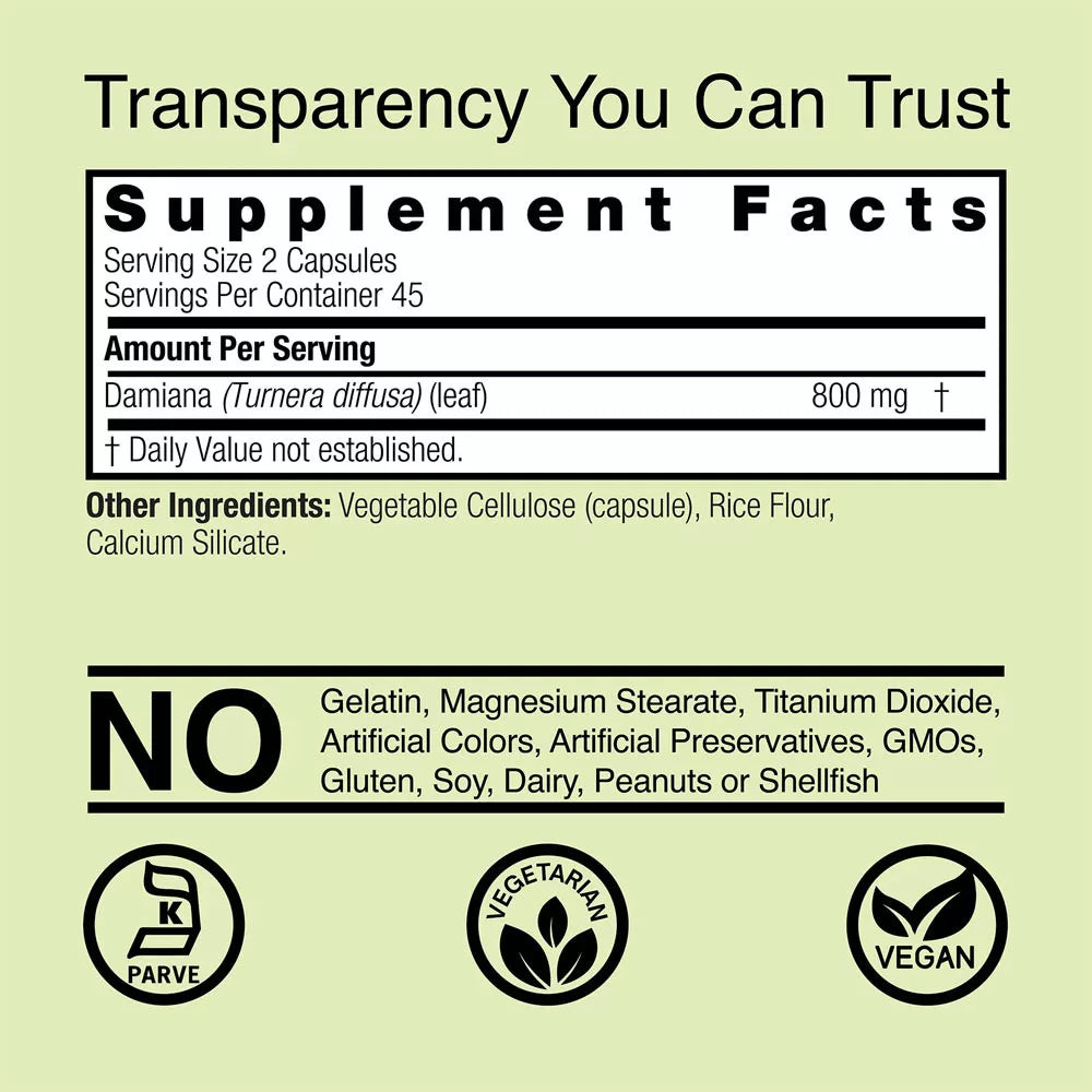 Nature's Answer Damiana Leaves (90 Veg Capsules)