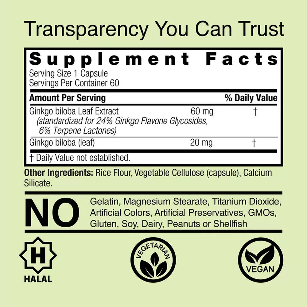 Nature's Answer Ginkgo Leaf (60 Veg Capsules)