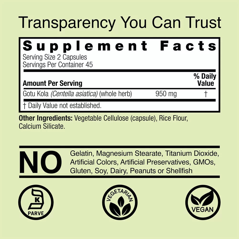 Nature's Answer Gotu Kola Herb (90 Veg Capsules)