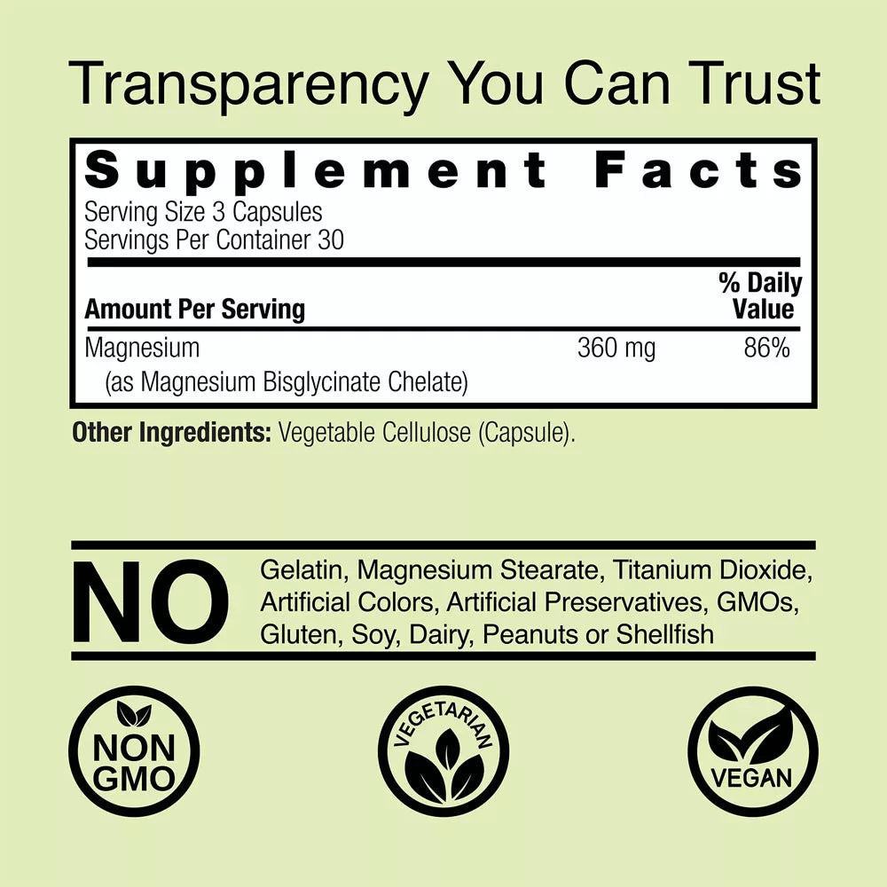 Nature's Answer Magnesium Glycinate (90 Veg Capsules)