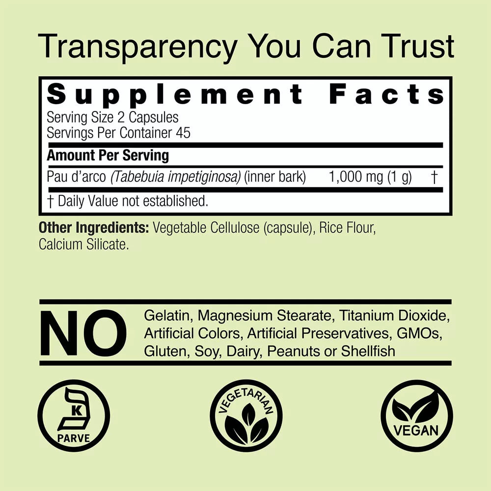 Nature's Answer Pau D’Arco (90 Veg Capsules)