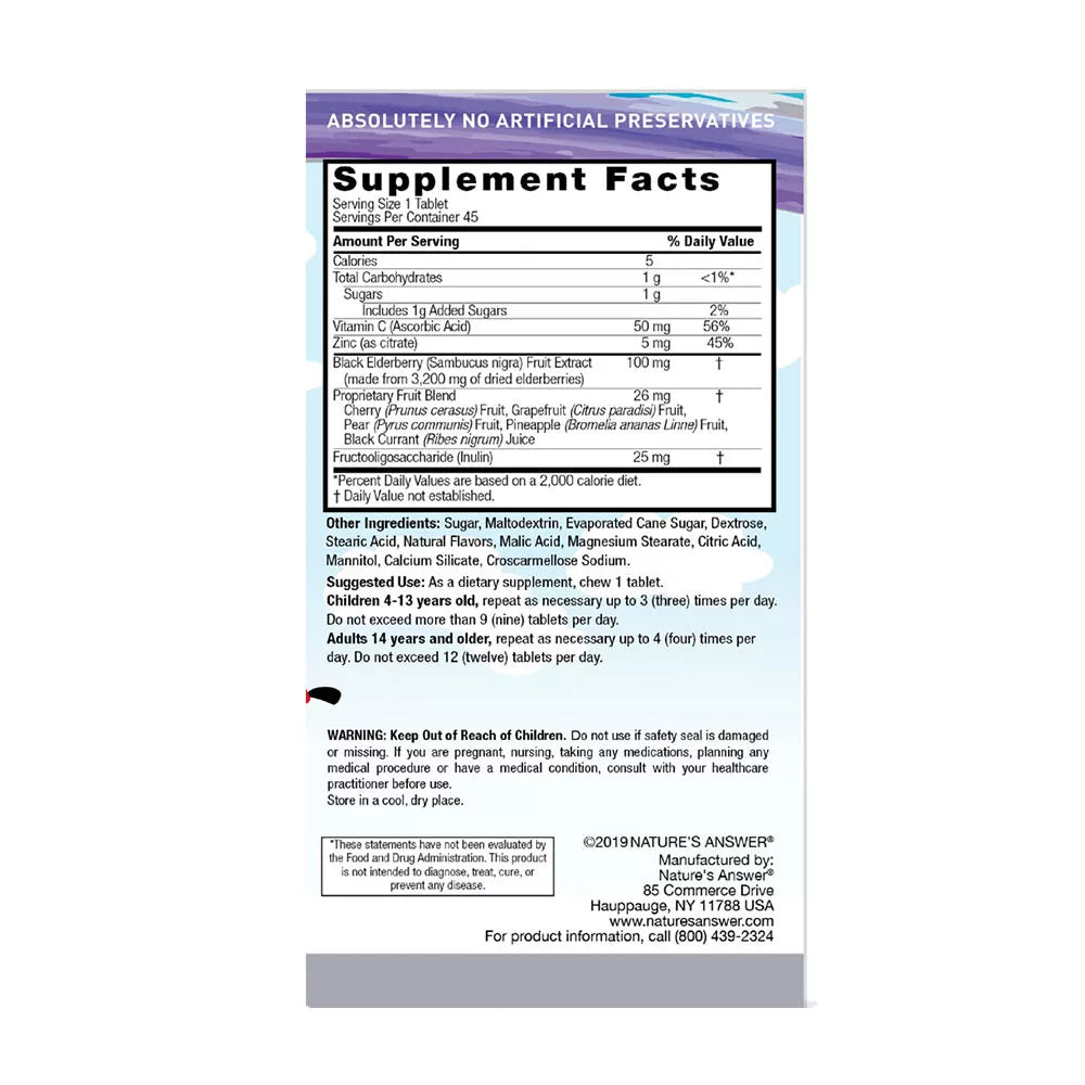 Nature's Answer Kids Sambucus Chewables (45 Chewables)
