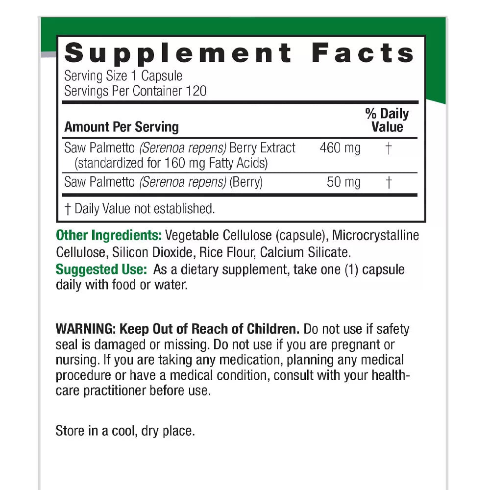 Nature's Answer Saw Palmetto (120 Veg Capsules)