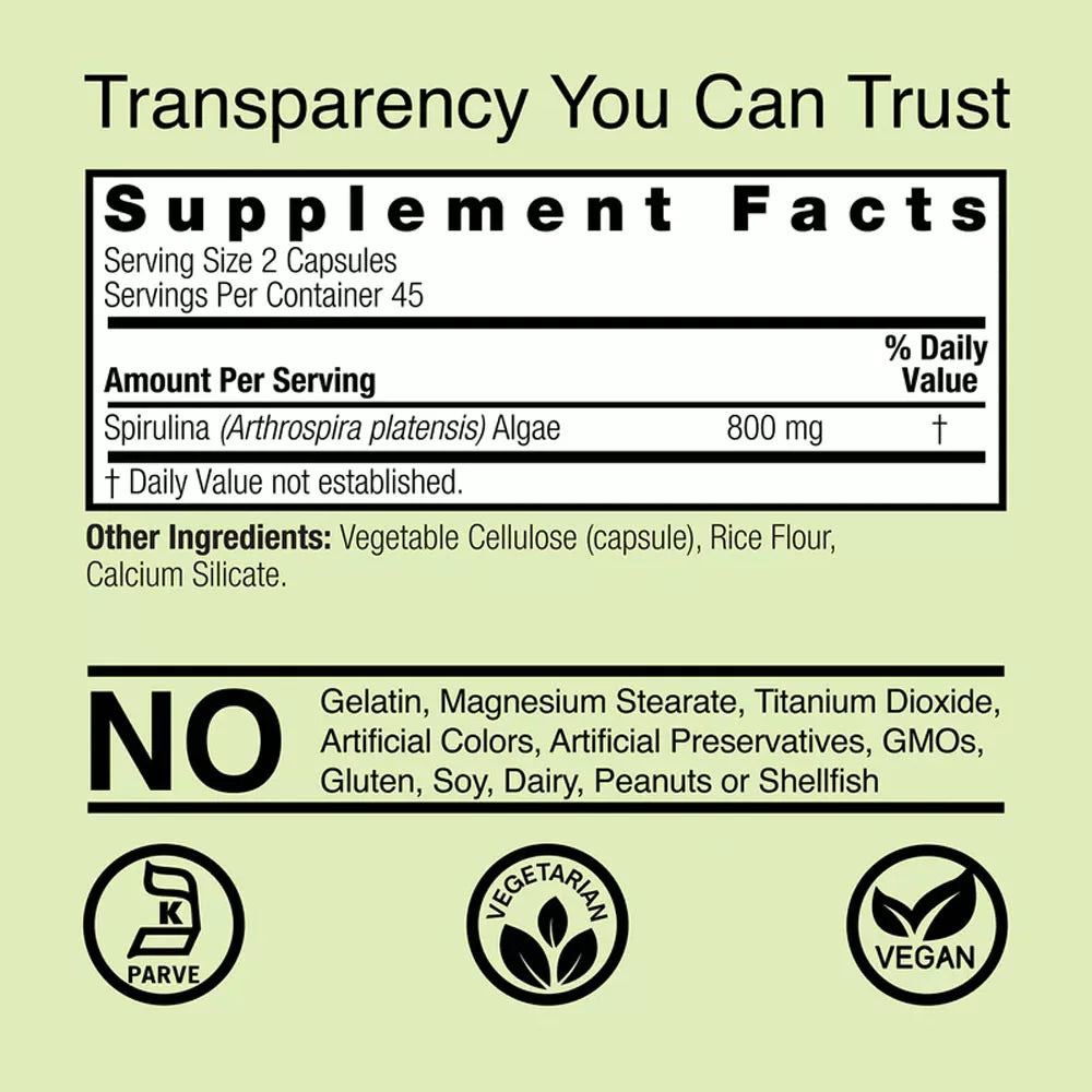 Nature's Answer Spirulina (90 Veg Capsules)