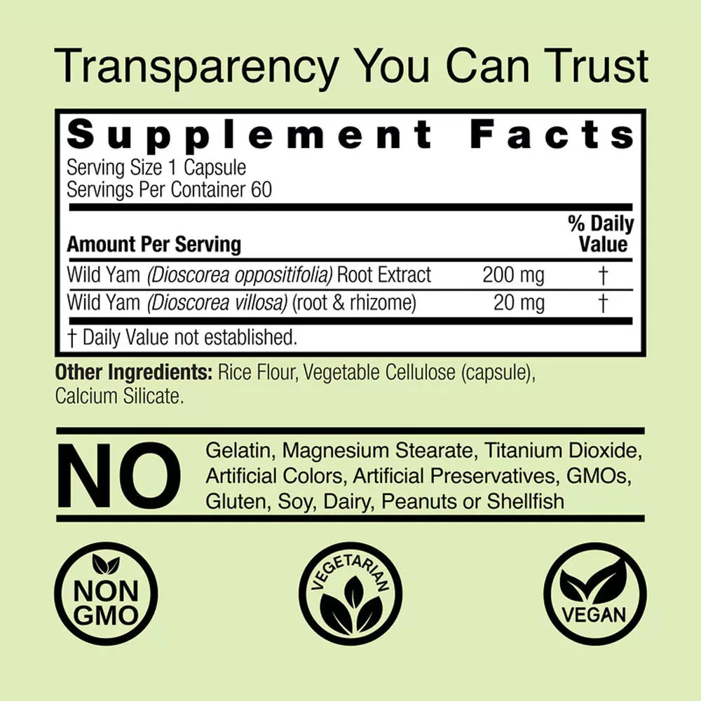Nature's Answer Wild Yam (60 Veg Capsules)