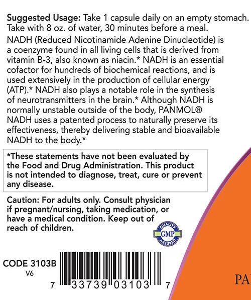Now Foods NADH 10 mg (60 Veg Capsules)