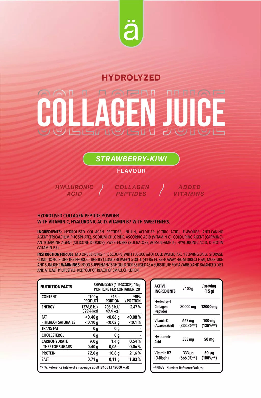Nanosupps Collagen Juice (300 g, Strawberry Kiwi)