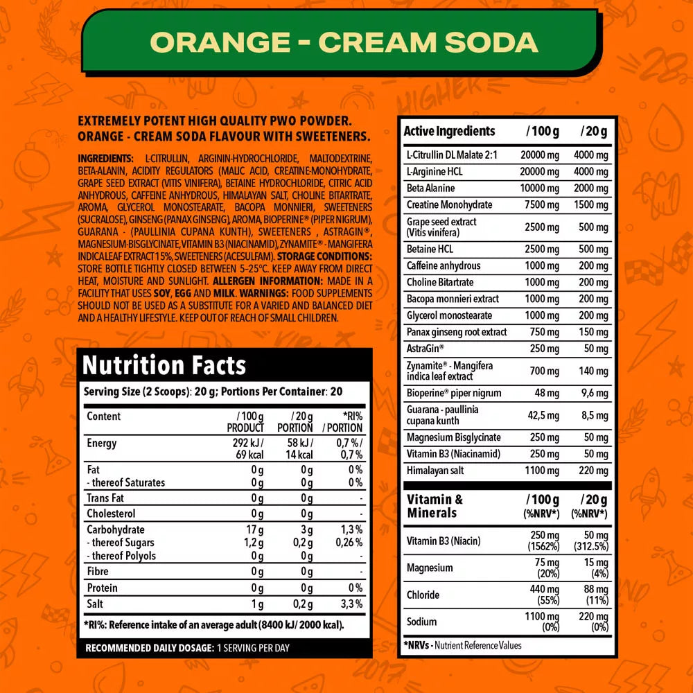 Nanosupps Crave For Rush Preworkout (400 g, Orange Cream Soda)