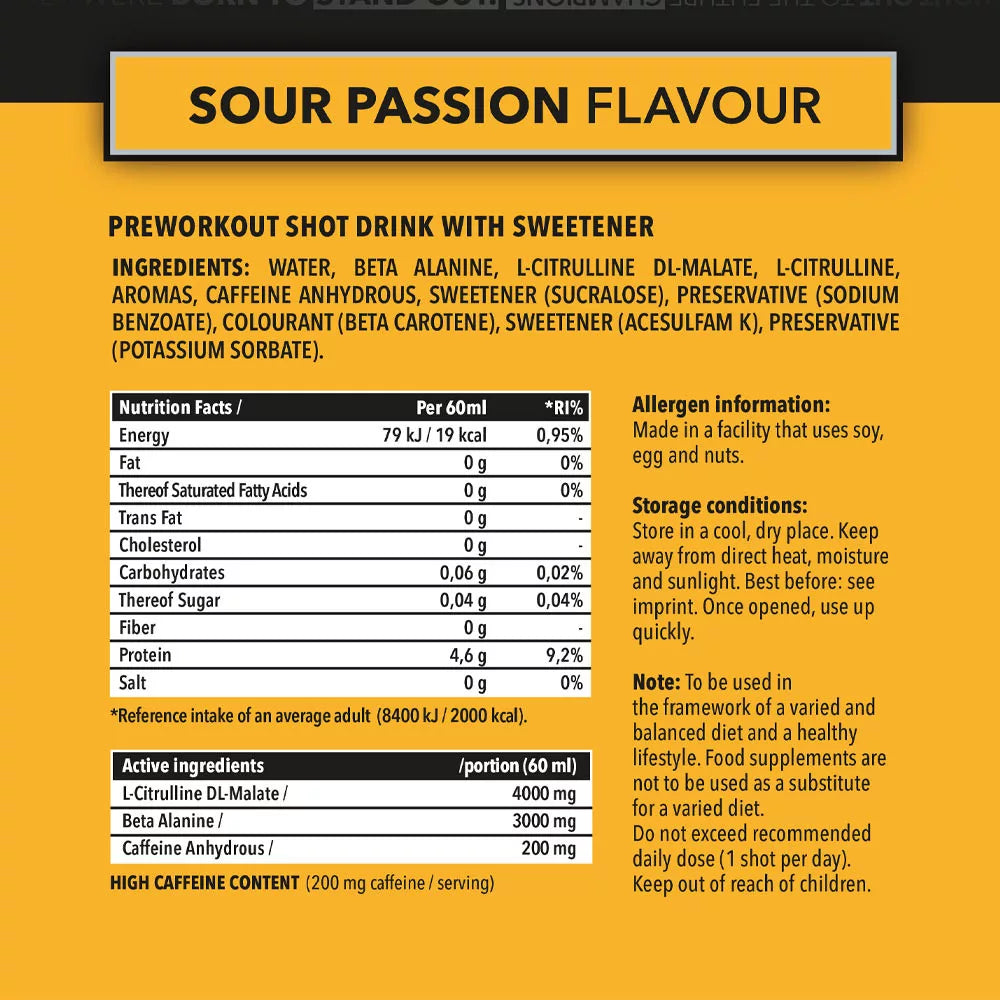 Nanosupps Hype Beast Pre-workout Shot (60 ml, Sour Passion)
