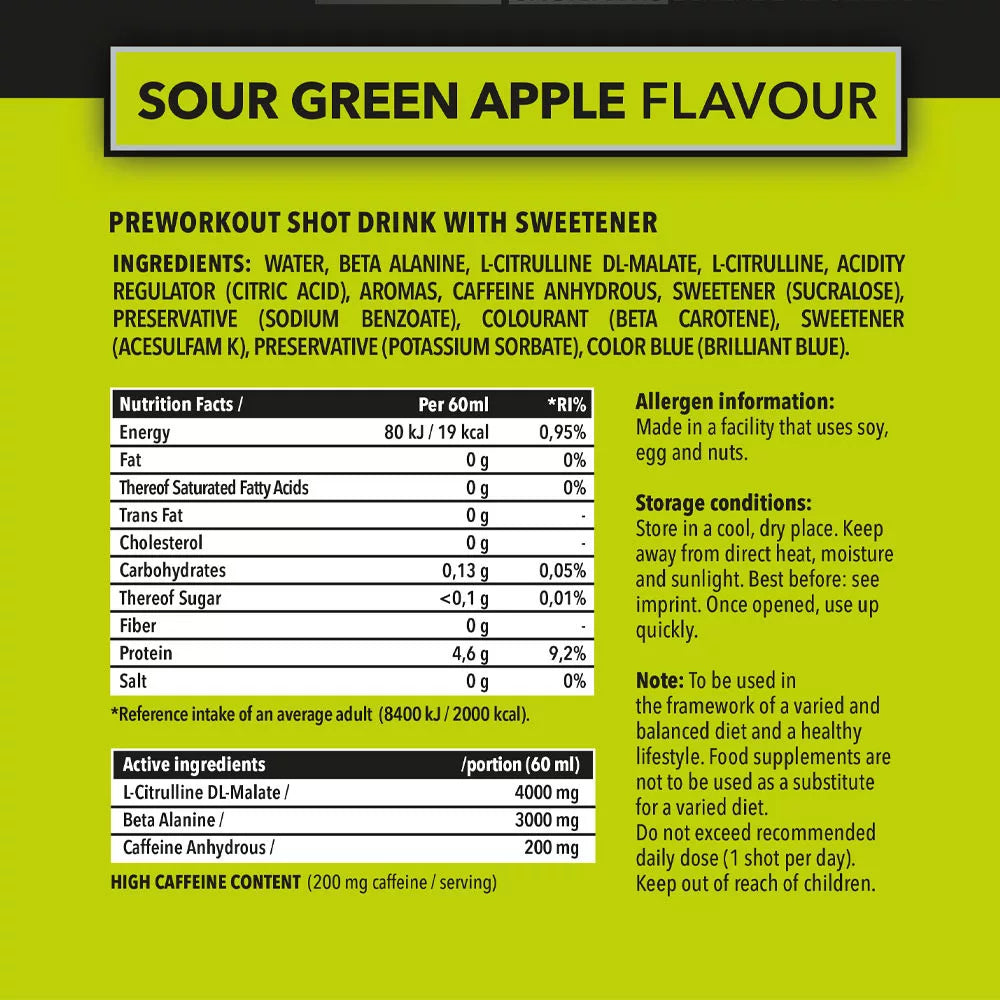 Nanosupps Hype Beast Pre-workout Shot (60 ml, Sour Green Apple)