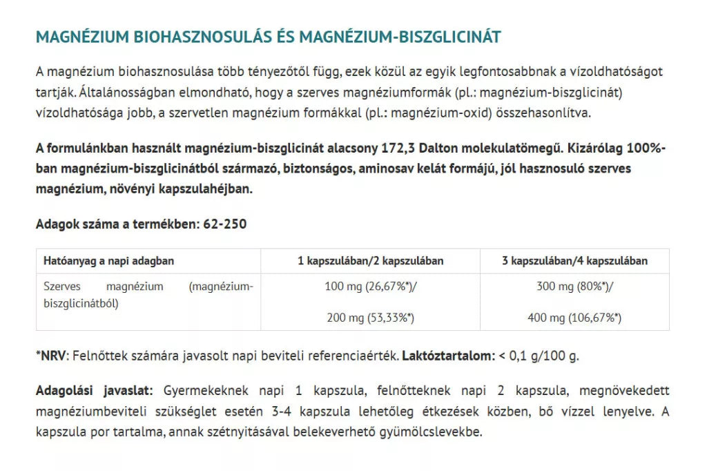 Natur Tanya Vegan Magnesium Bisglycinate (250 Capsules)