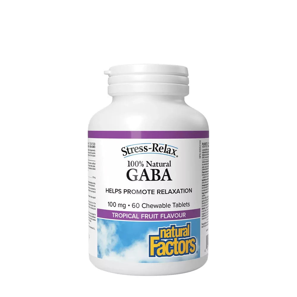 Natural Factors 100% Natural GABA 100 mg (60 Chewables, Tropical Fruit)