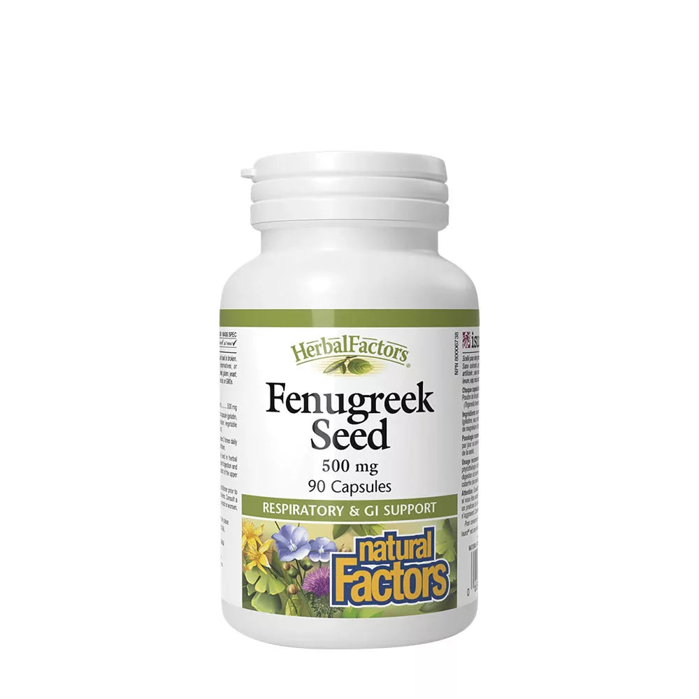 Natural Factors Fenugreek Seed 500 mg, HerbalFactors (90 Capsules)