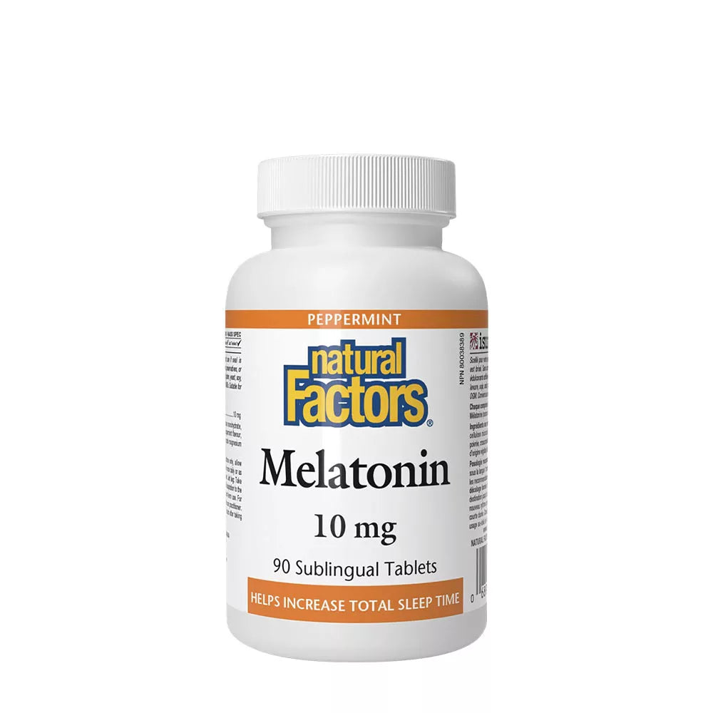 Natural Factors Melatonin 10 mg (90 Tablets, Peppermint)