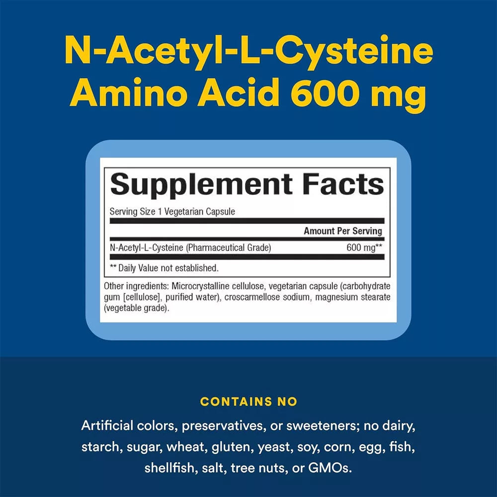Natural Factors N-Acetyl-L-Cysteine Amino Acid (NAC) 600 mg (60 Veg Capsules)