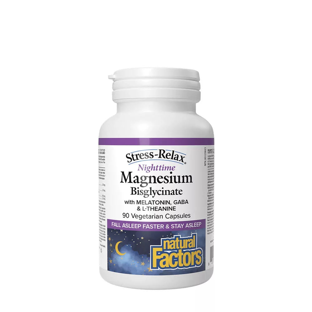 Natural Factors Stress-Relax Nighttime Magnesium Bisglycinate (90 Capsules)