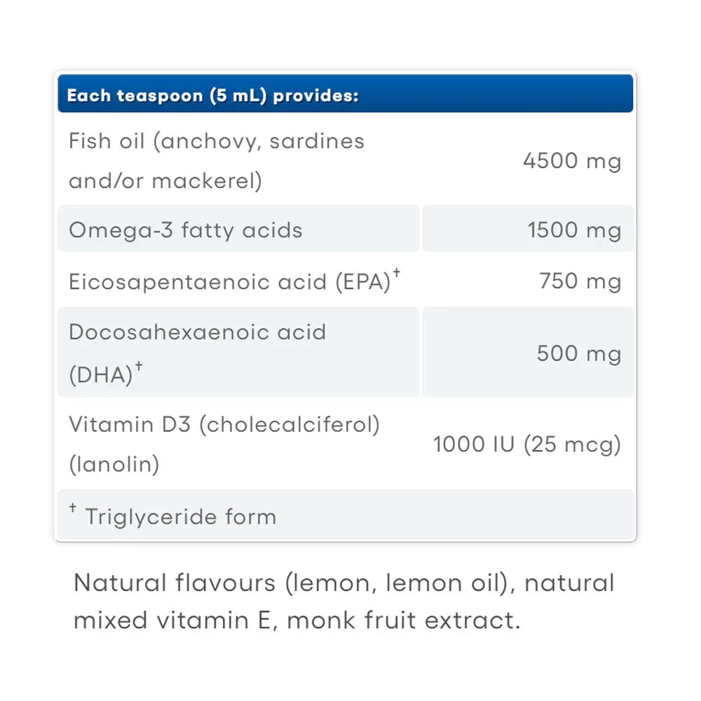 Natural Factors Omega-3 with D3 750 mg EPA/500 mg DHA (200 ml, Lemon)