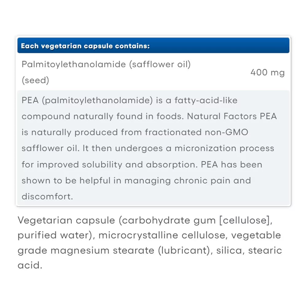 Natural Factors PEA400 Palmitoylethanolamide (90 Veggie Capsules)
