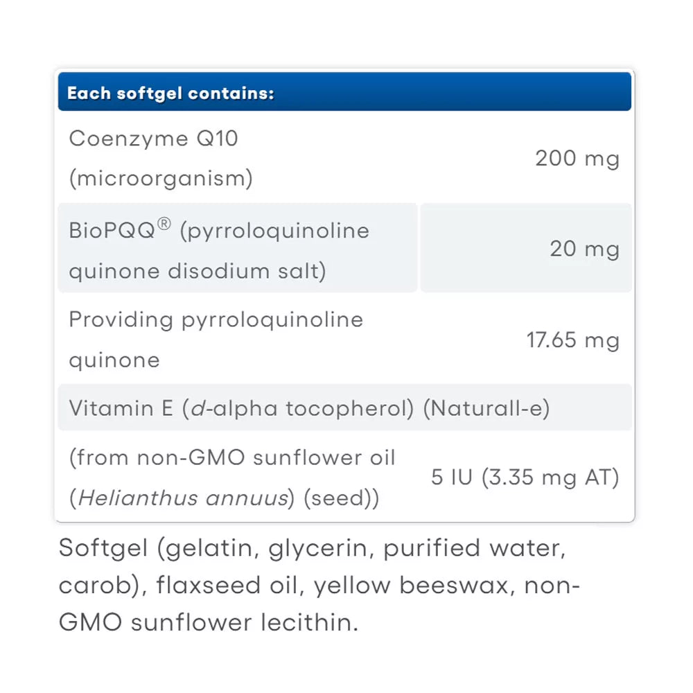 Natural Factors PQQ-10 PQQ 20 mg - Coenzyme Q10 200 mg (60 Softgels)