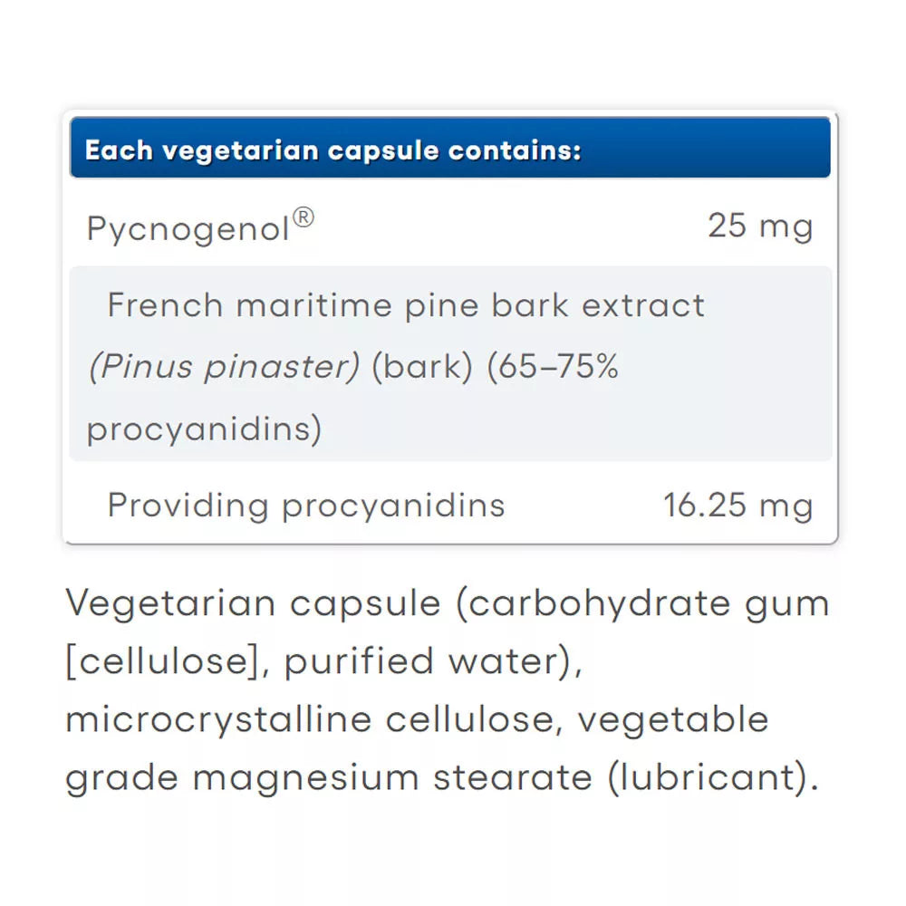 Natural Factors Pycnogenol 25 mg Pine Bark Extract (60 Capsules)
