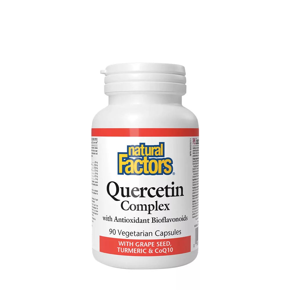 Natural Factors Quercetin Complex With Grape Seed, Turmeric & COQ10 (90 Veggie Capsules)